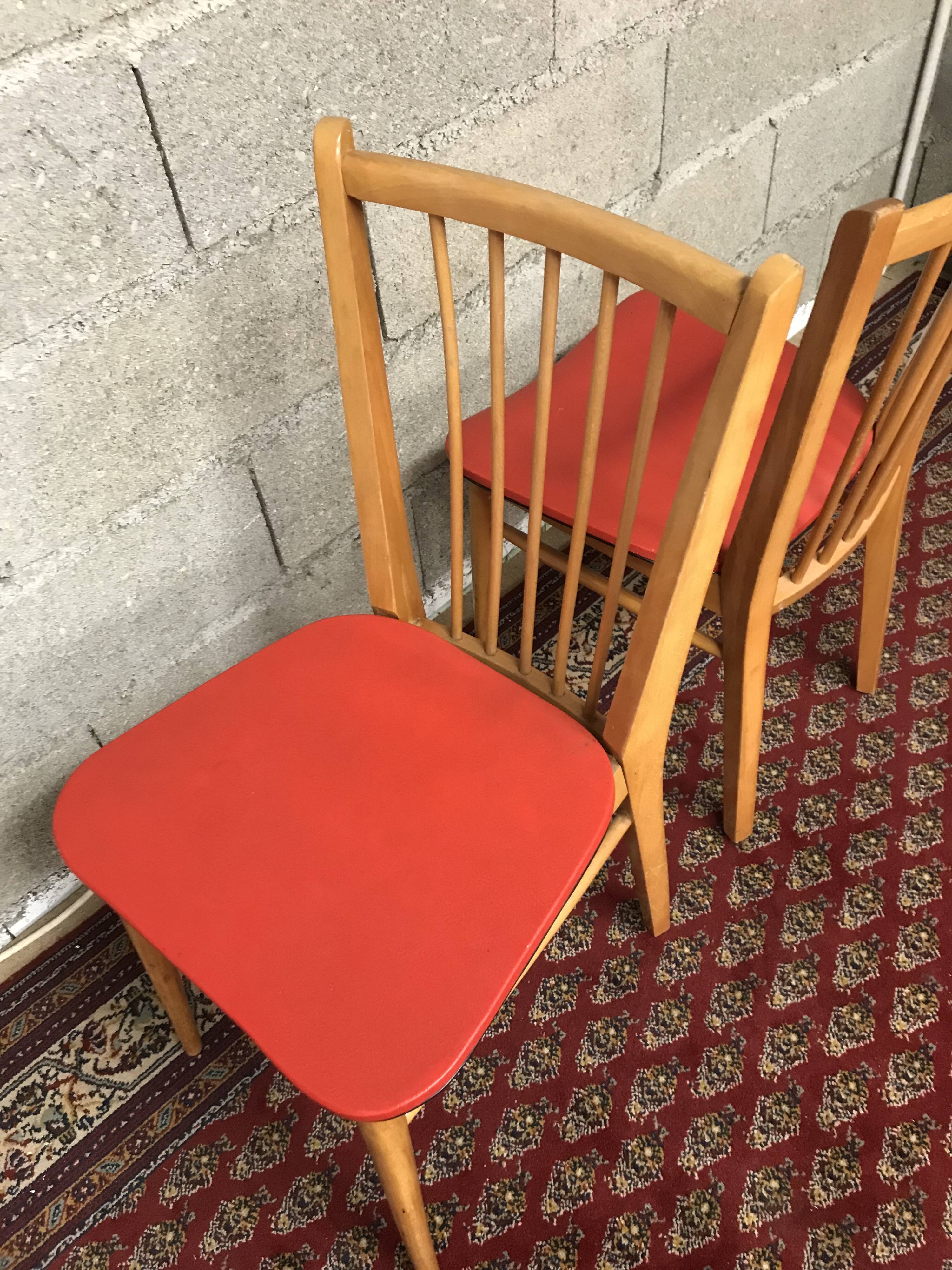 Pair of bistro chair Skaï red ep 60