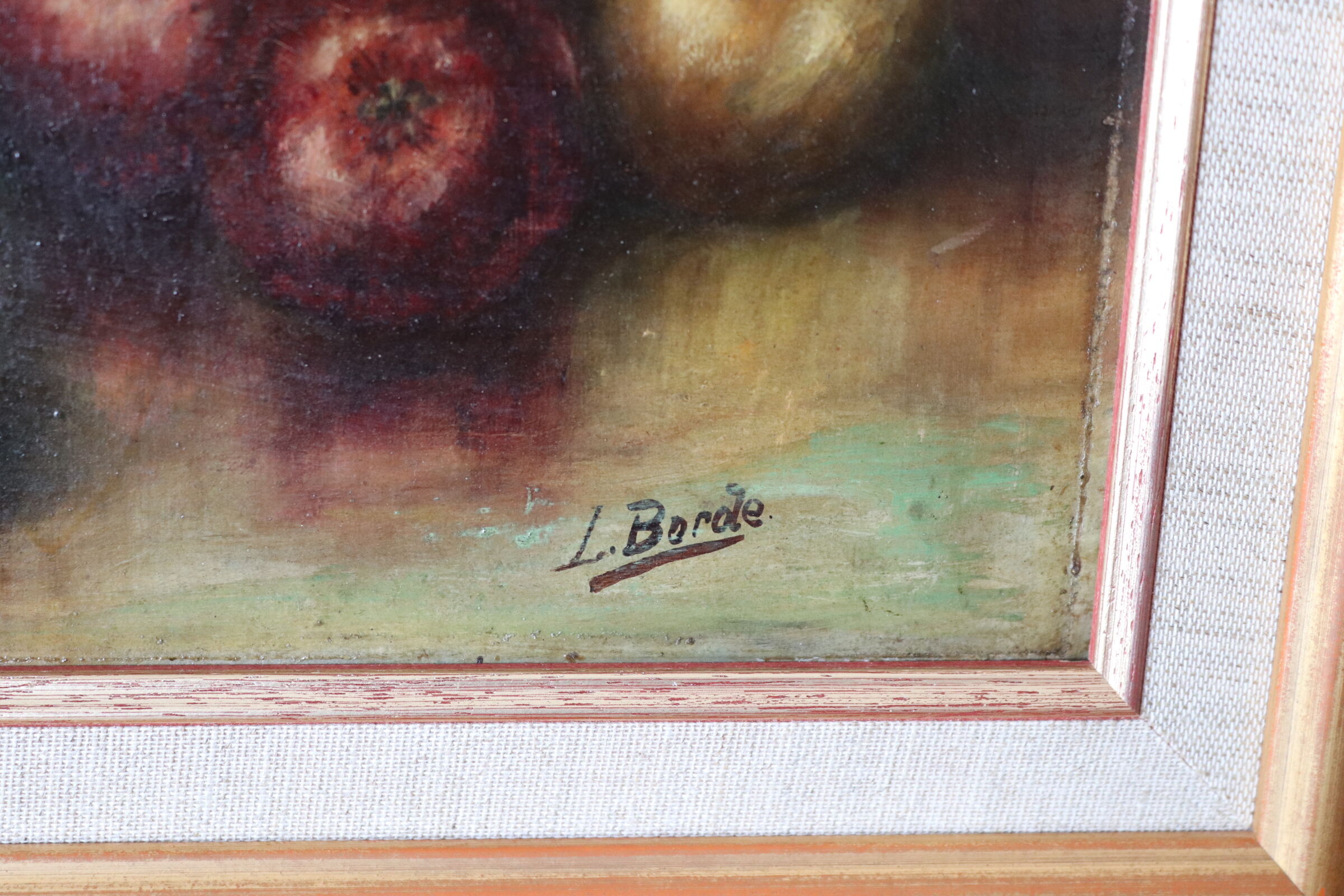 Old still life painting lady jeanne and apples