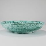 Eva Ruffoni Grand Bol Art Fruitier en Céramique Turquoise, 15 pouces de diamètre, Italie, années 1980