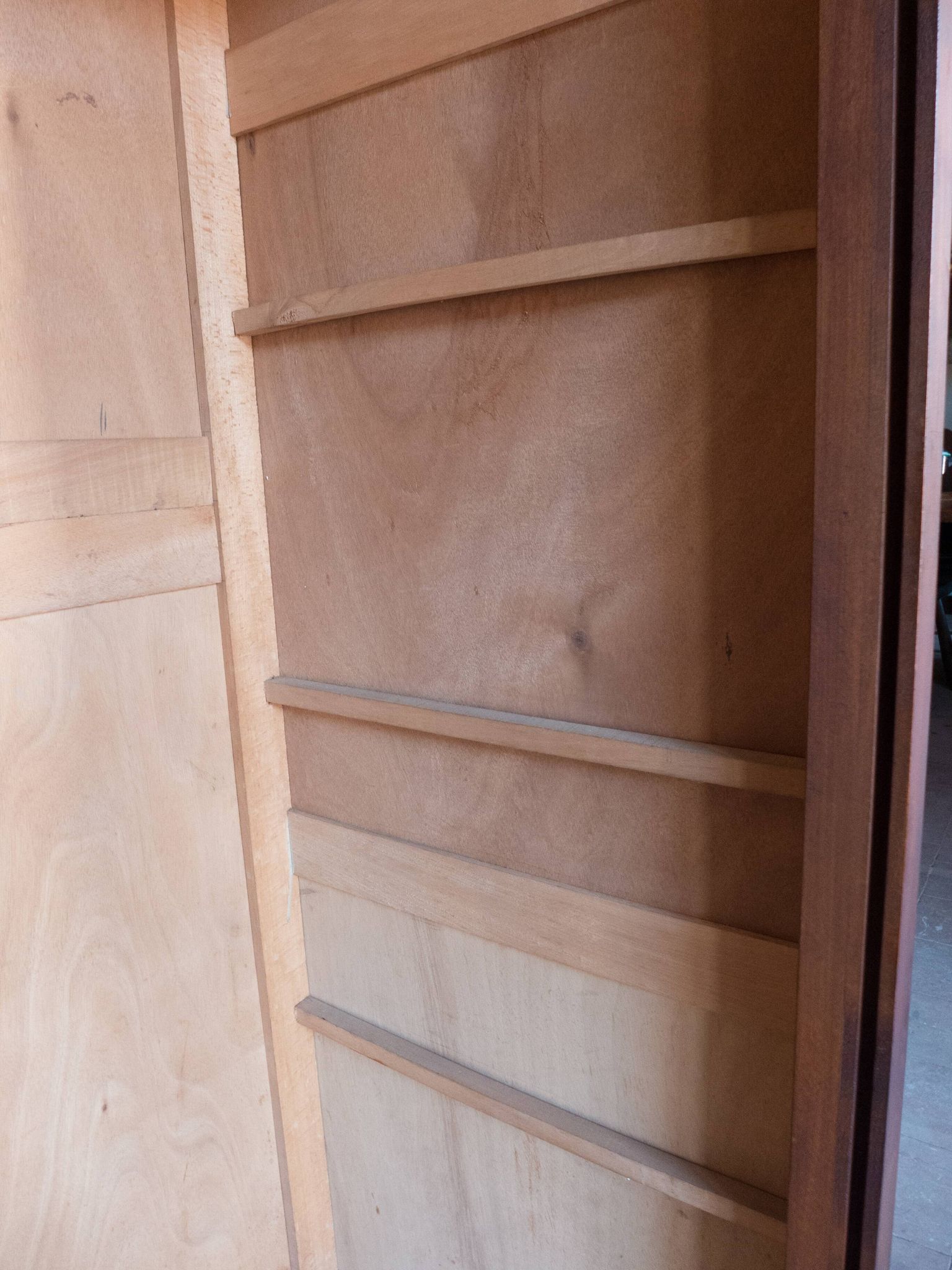 Wooden wardrobe with sliding doors, wooden wardrobe, vintage storage furniture