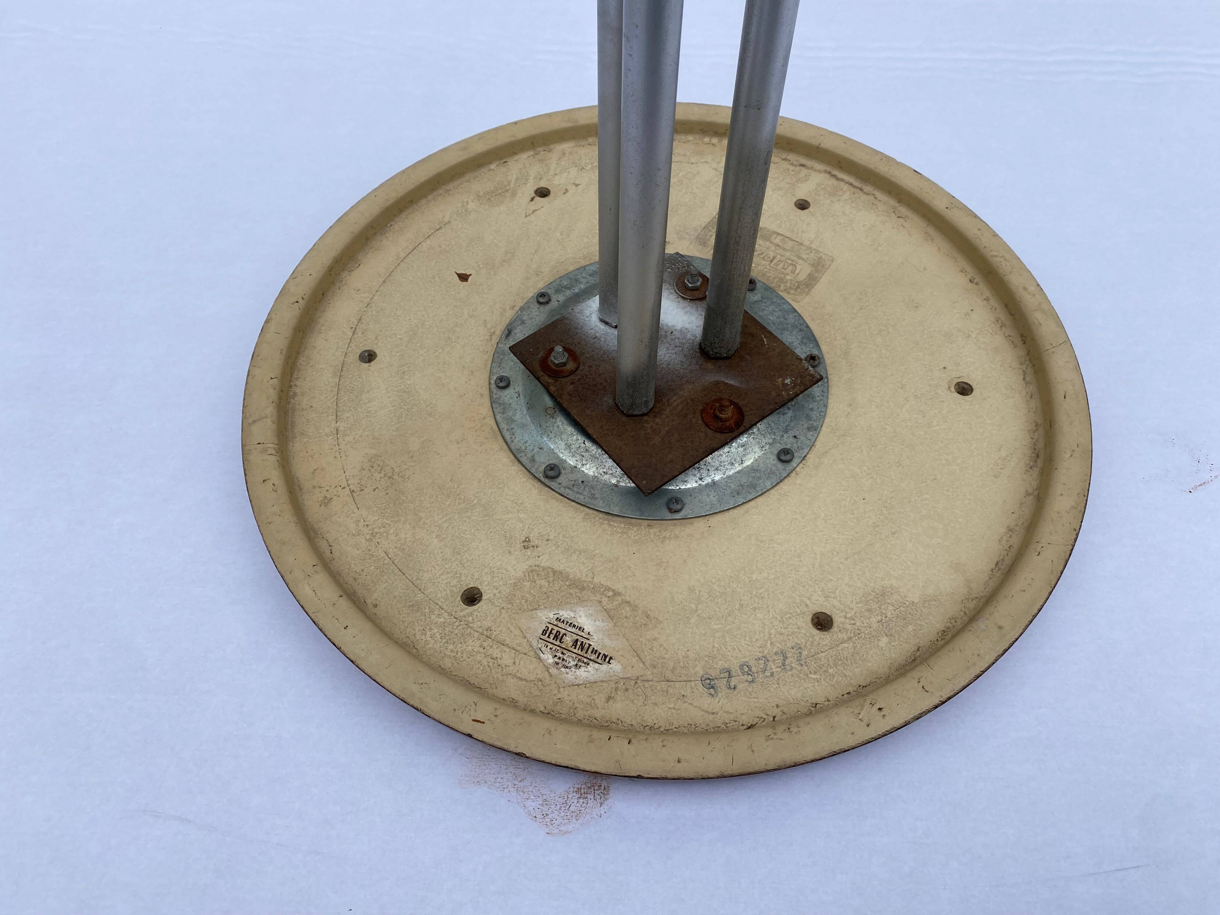 Brown table n1 round bistro bar cafe terrace cast iron foot 1950