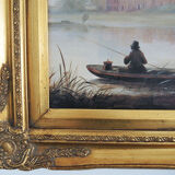 Old oil painting – the castle – gilded wood frame – barj-buzzoni collection