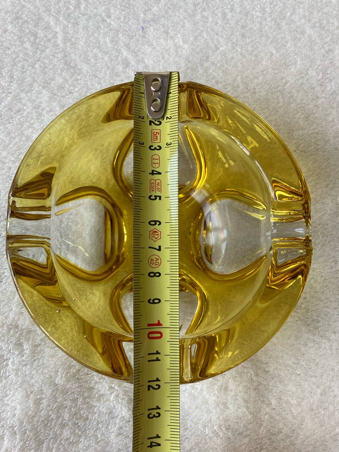 Vintage two-tone yellow glass ashtray