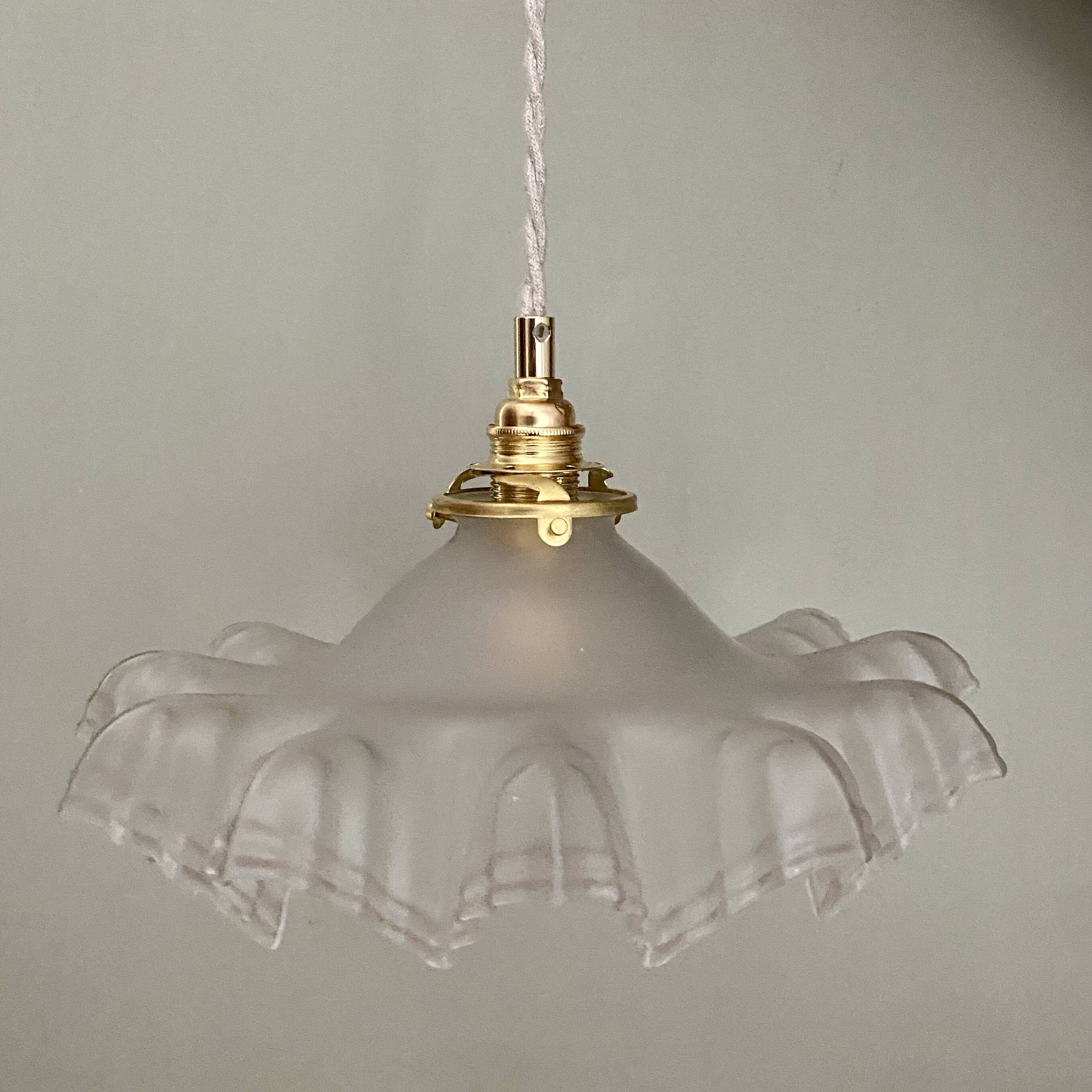 Vintage frosted glass lampshade pendant light