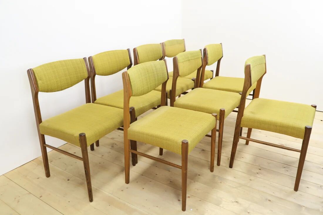 Ensemble de 8 chaises en palissandre, années 1960
