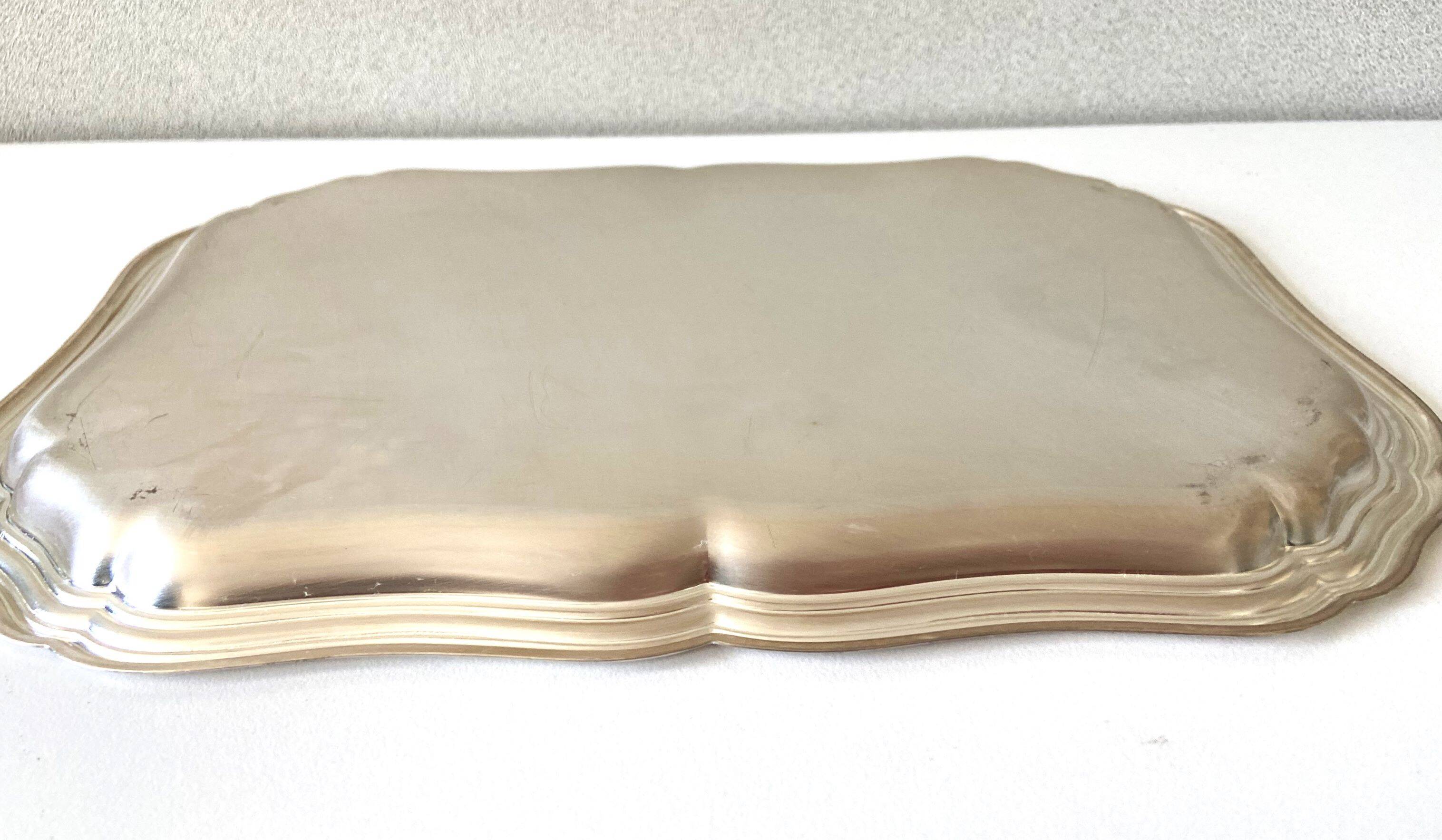 Elegant Table Art Silver-Plated Metal Tray Louis XVI Vintage Style