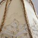 Antique hanging lampshade in rattan and openwork embroidered fabric