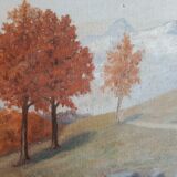 oil on canvas painting dated mountain landscape signed