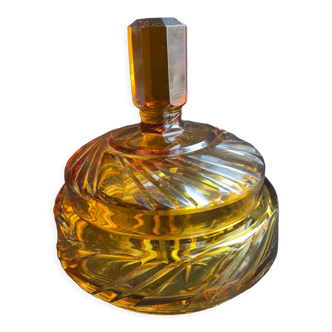 Bonbonnière cristal de Bohème ambré taillé Art déco