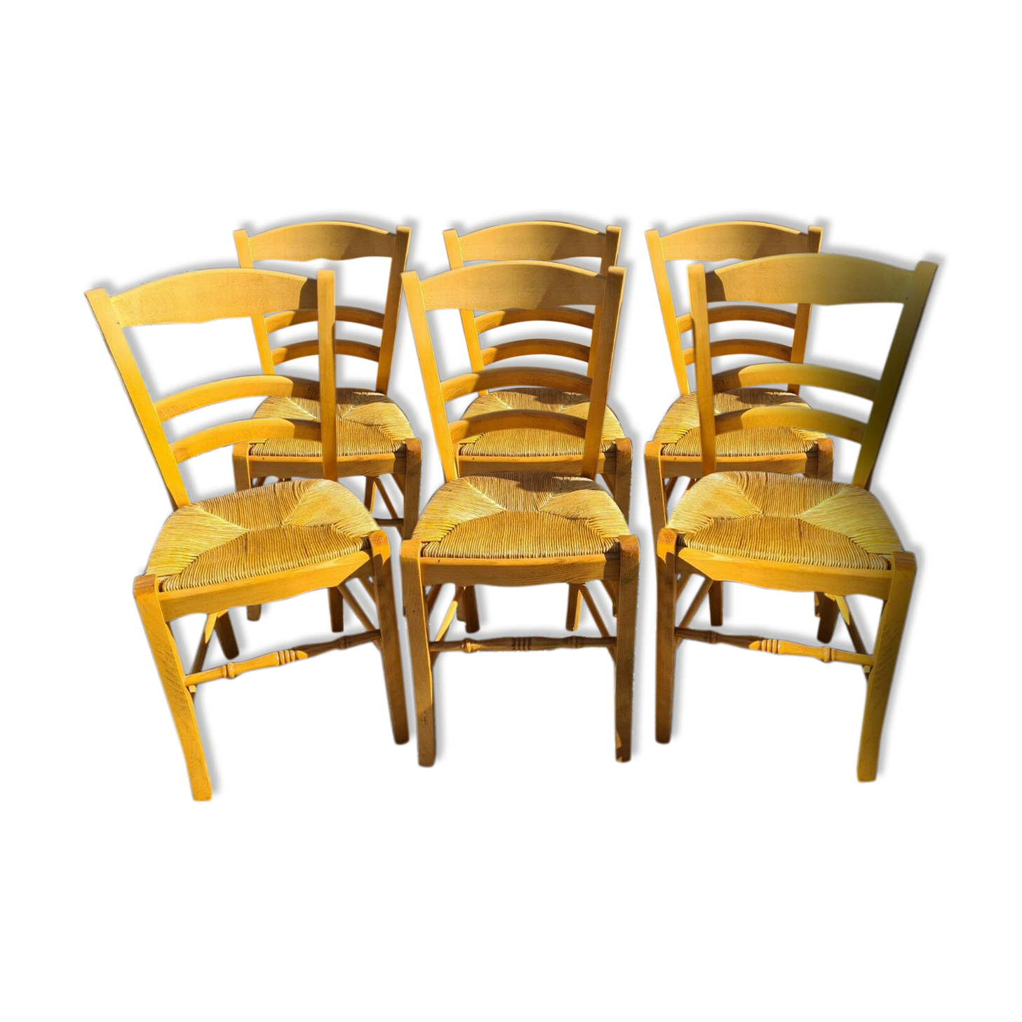 6 beech straw chairs
