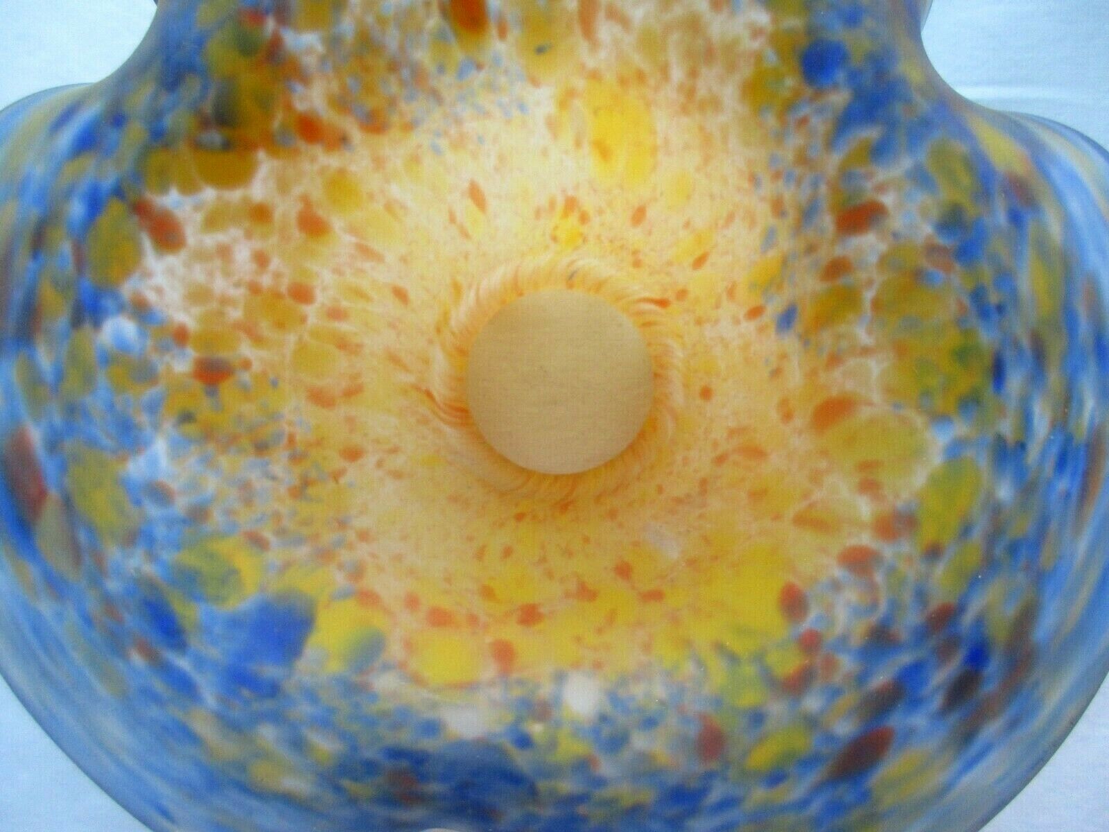Art deco tulip in speckled glass paste, blue base, signed muller frères lunéville