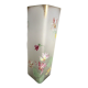 Vase haut et carré, pâte de verre opaque émaillée Legras d'un semis de fuchsia multicolores