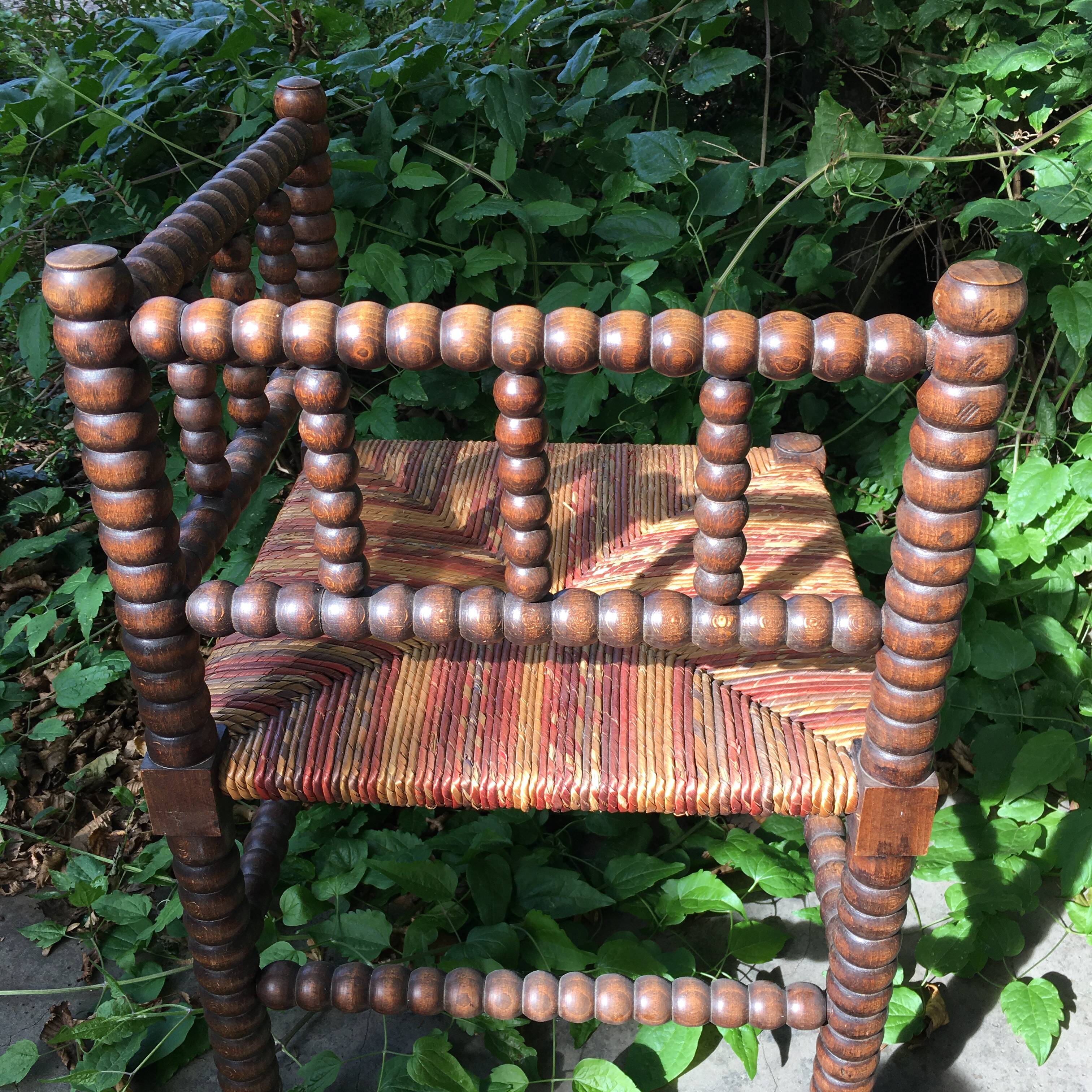 Pearl Turned Wood Corner Chair