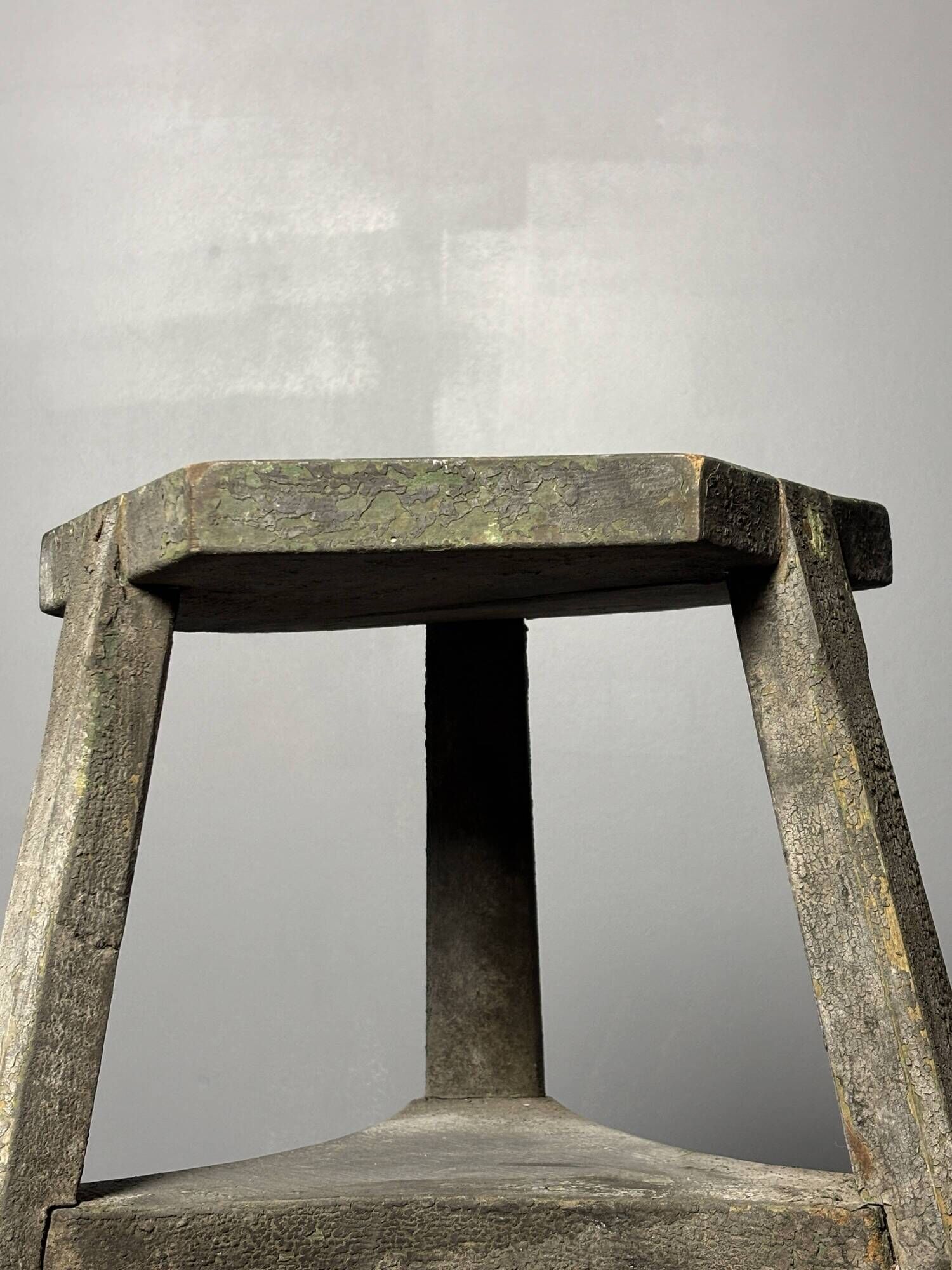 Antique distressed wabi sabi rustic patinated farmhouse workers stool 1900s