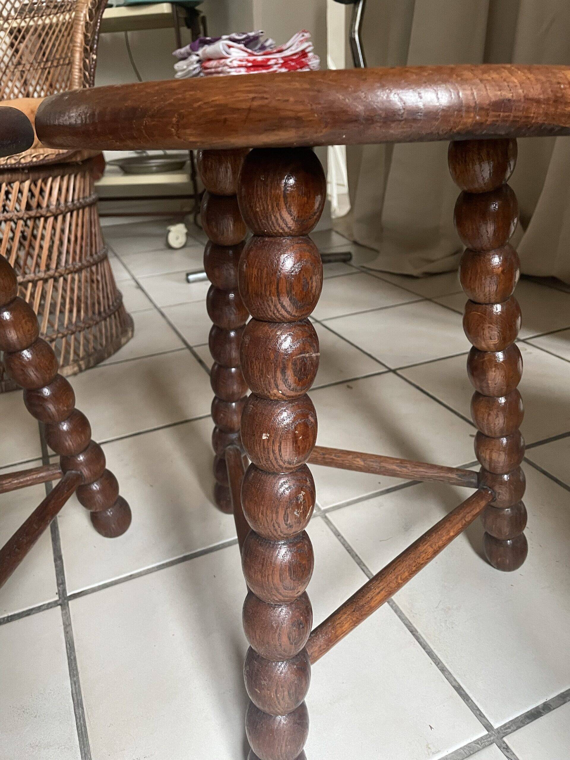 Pair of solid oak milking stools