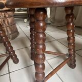 Pair of solid oak milking stools