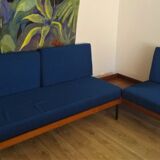 Daybed bench sofa angle teak and Scandinavian rosewood