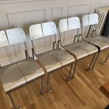 Postmodern Architectural Chairs in Stainless Steel, France, 1980