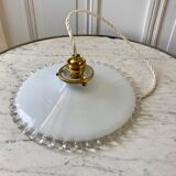 Vintage 50s serrated opaline pendant lamp