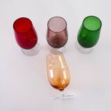 Set of colourful glasses, Italian design, 1970s, made in Italy