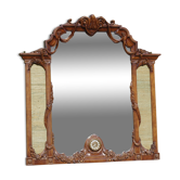 Wooden mirror with clock, 1960