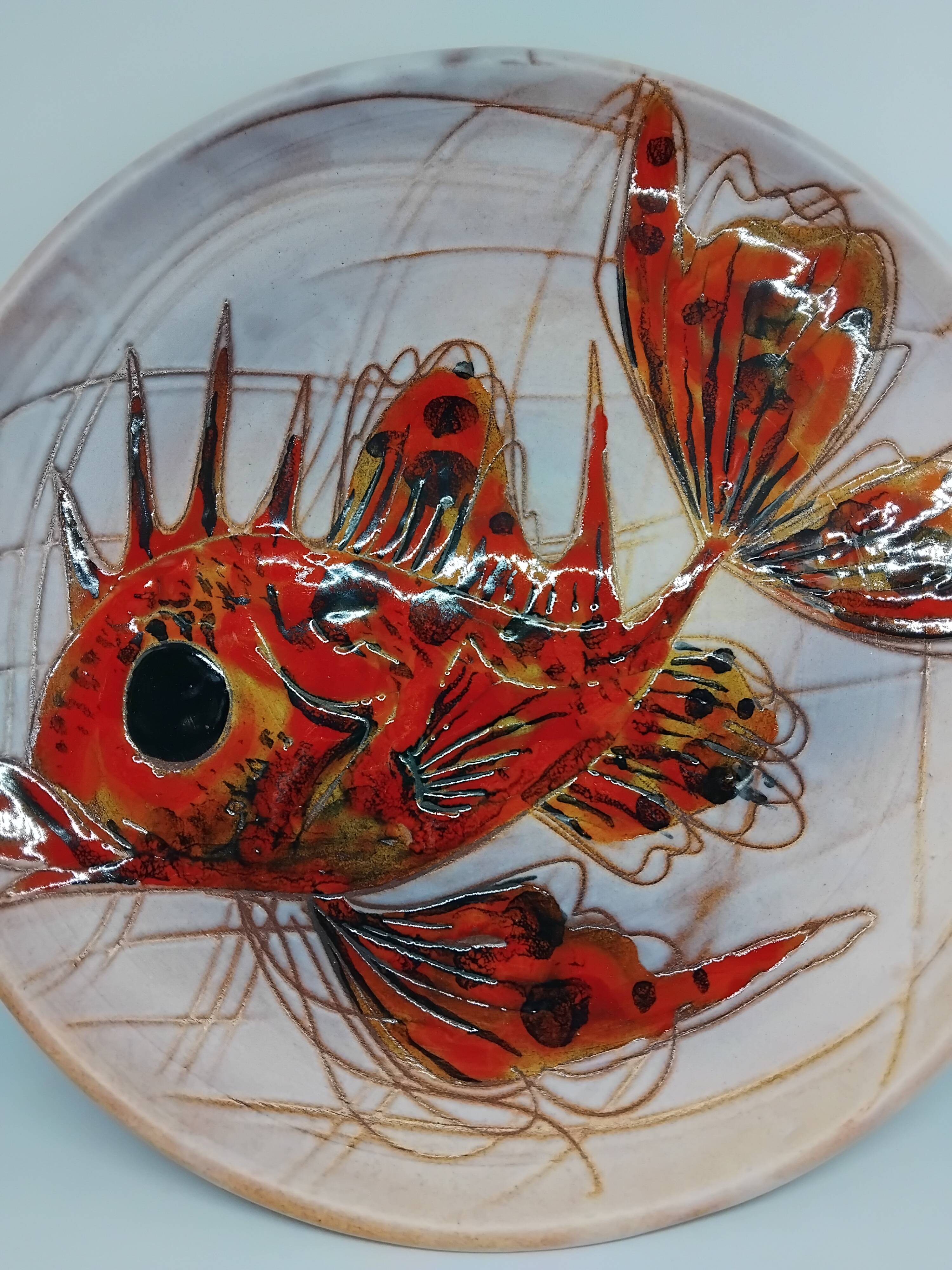 Assiette vintage année 60’. Monique Brenner / Vallauris.