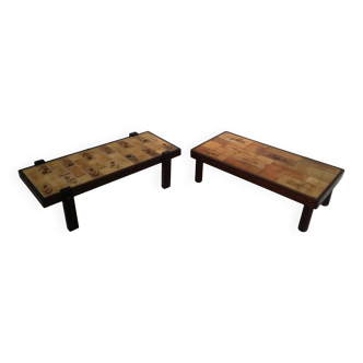 pair of ceramic coffee tables from Vallauris
