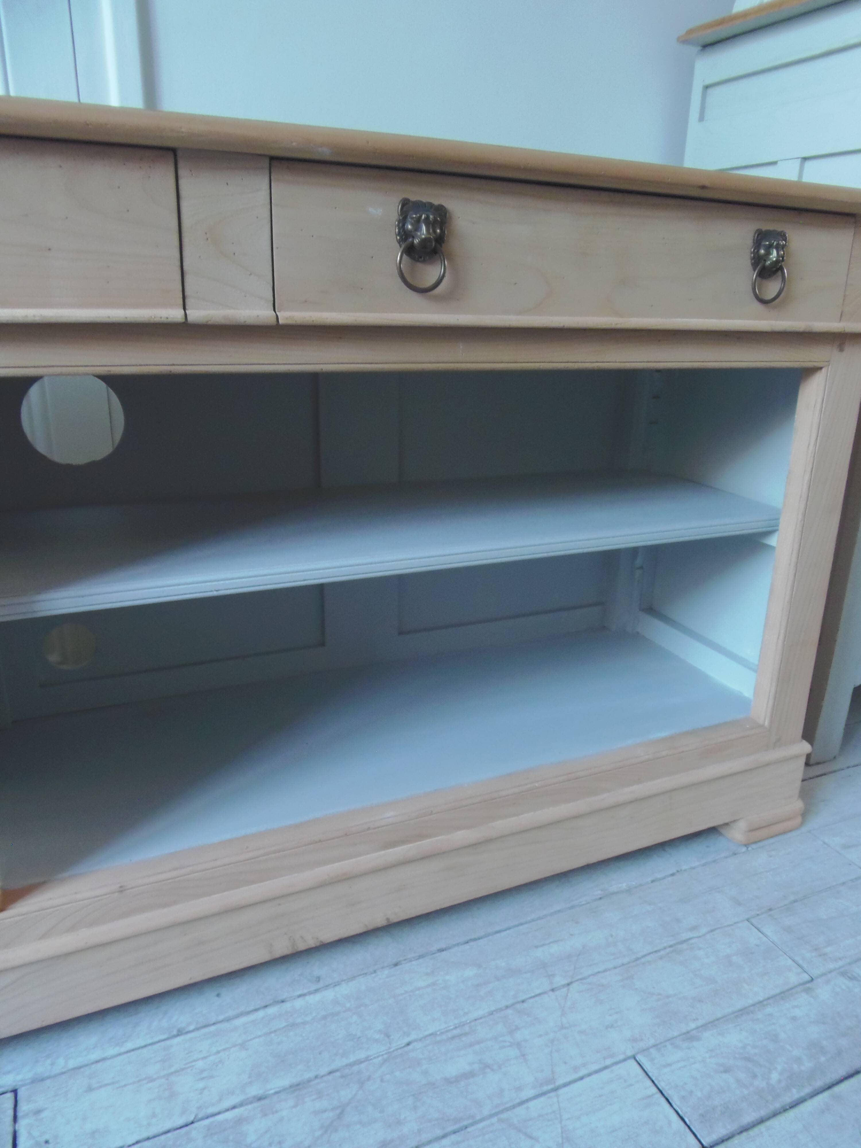 crafted dresser in raw solid wood.