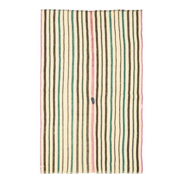 1970s Vintage Turkish Oushak Handmade Wool Cotton Beige Area Rug 137x221