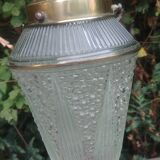 Art Deco style glass and brass pendant from the 20s/30s in water green color