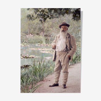 Photographie "Claude Monet à Giverny", 1905     /   15 x 20 cm   /    couleur