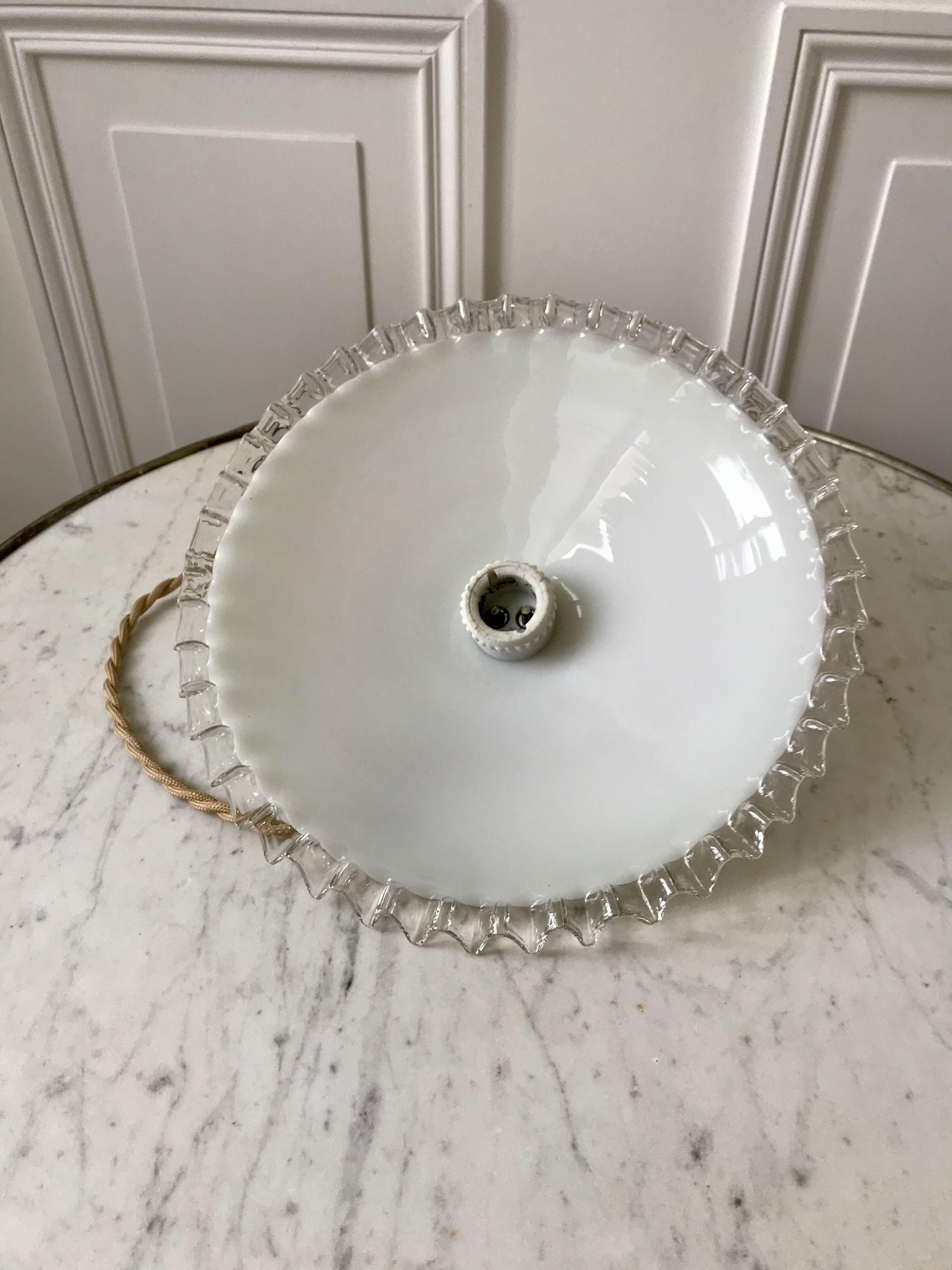 Suspension in serrated opaline and porcelain early twentieth century