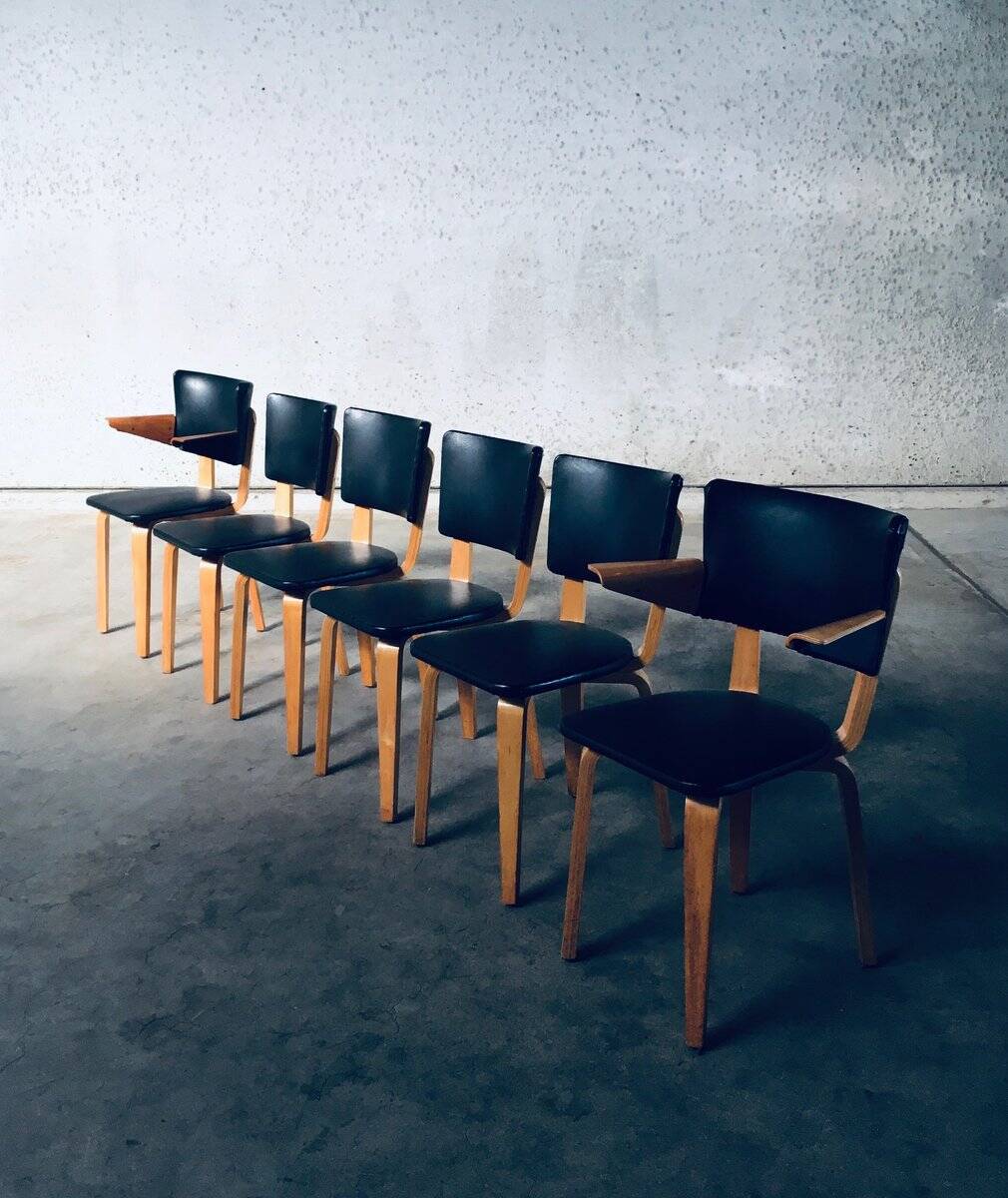MCM Dutch Design Dining Chairs attributed to Cor Alons for Gouda Den Boer, 1950s, Set of 6