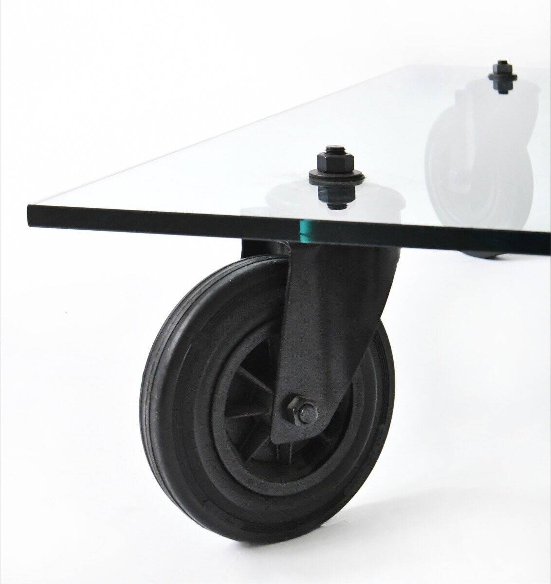 Gae AULENTI (1927-2012) Coffee table model "Table with wheels" for Fontana