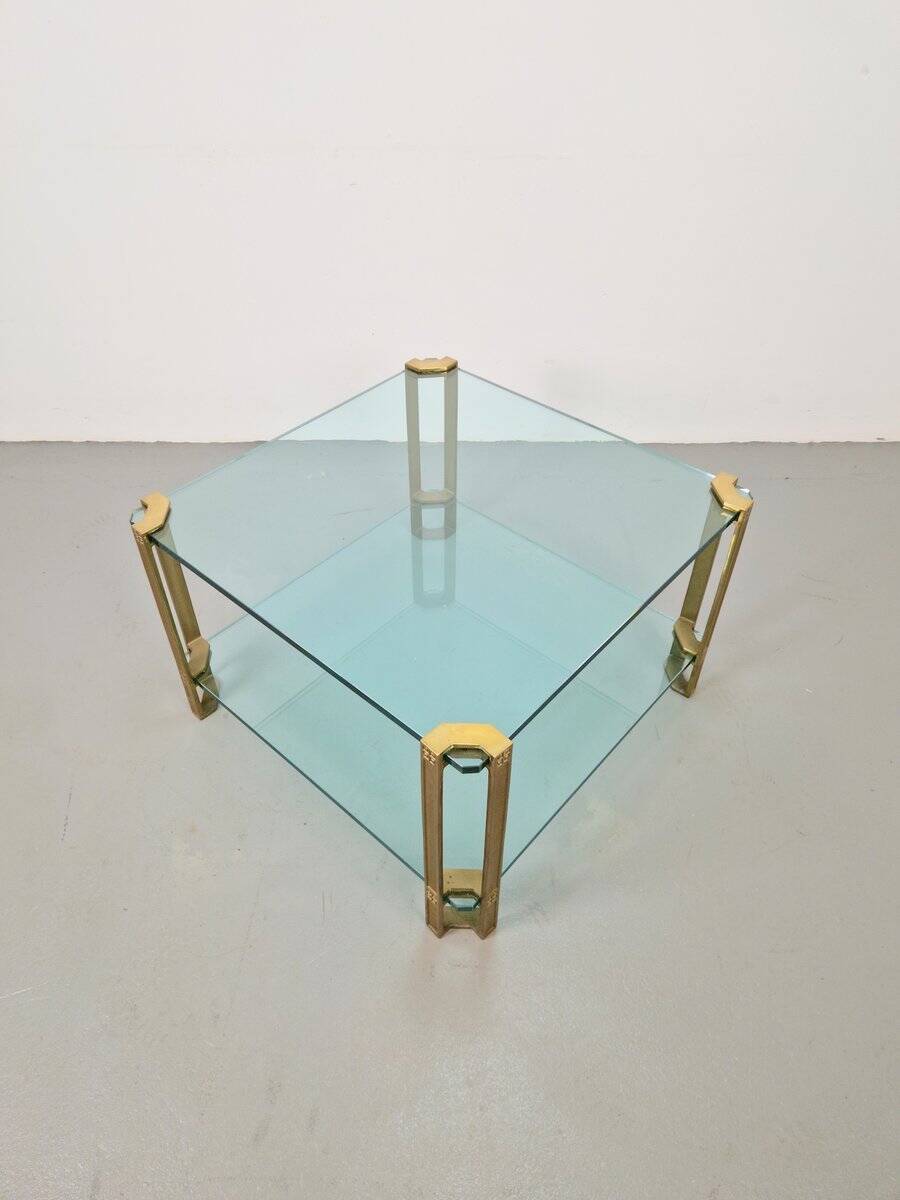 Regency Model T24 Coffee Table in Brass and Glass by Peter Ghyczy, 1970s