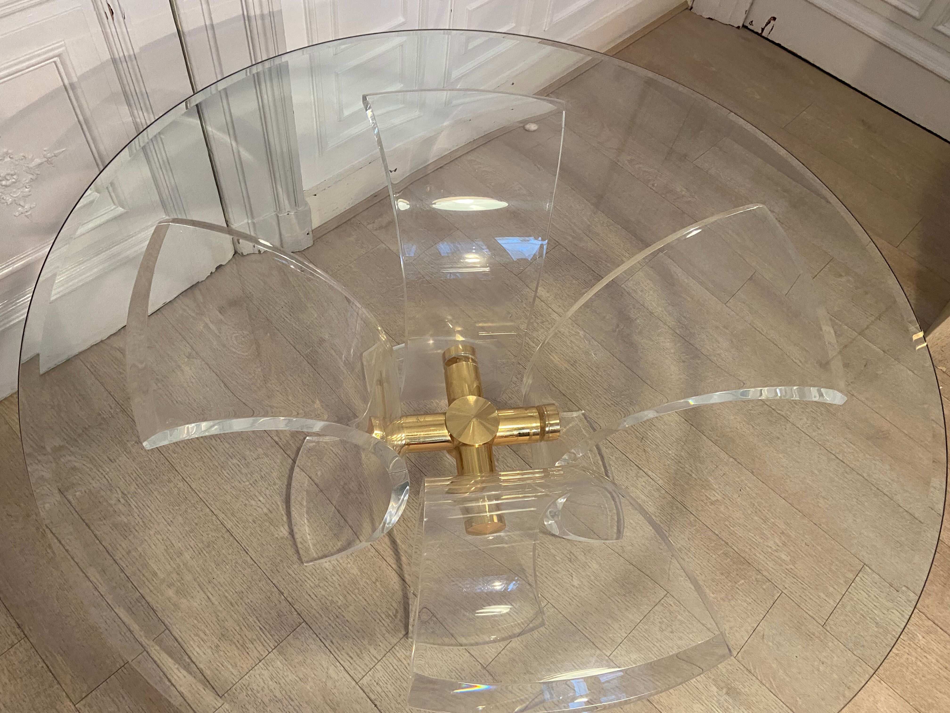 Lily table in plexiglass and gilded metal, 1970