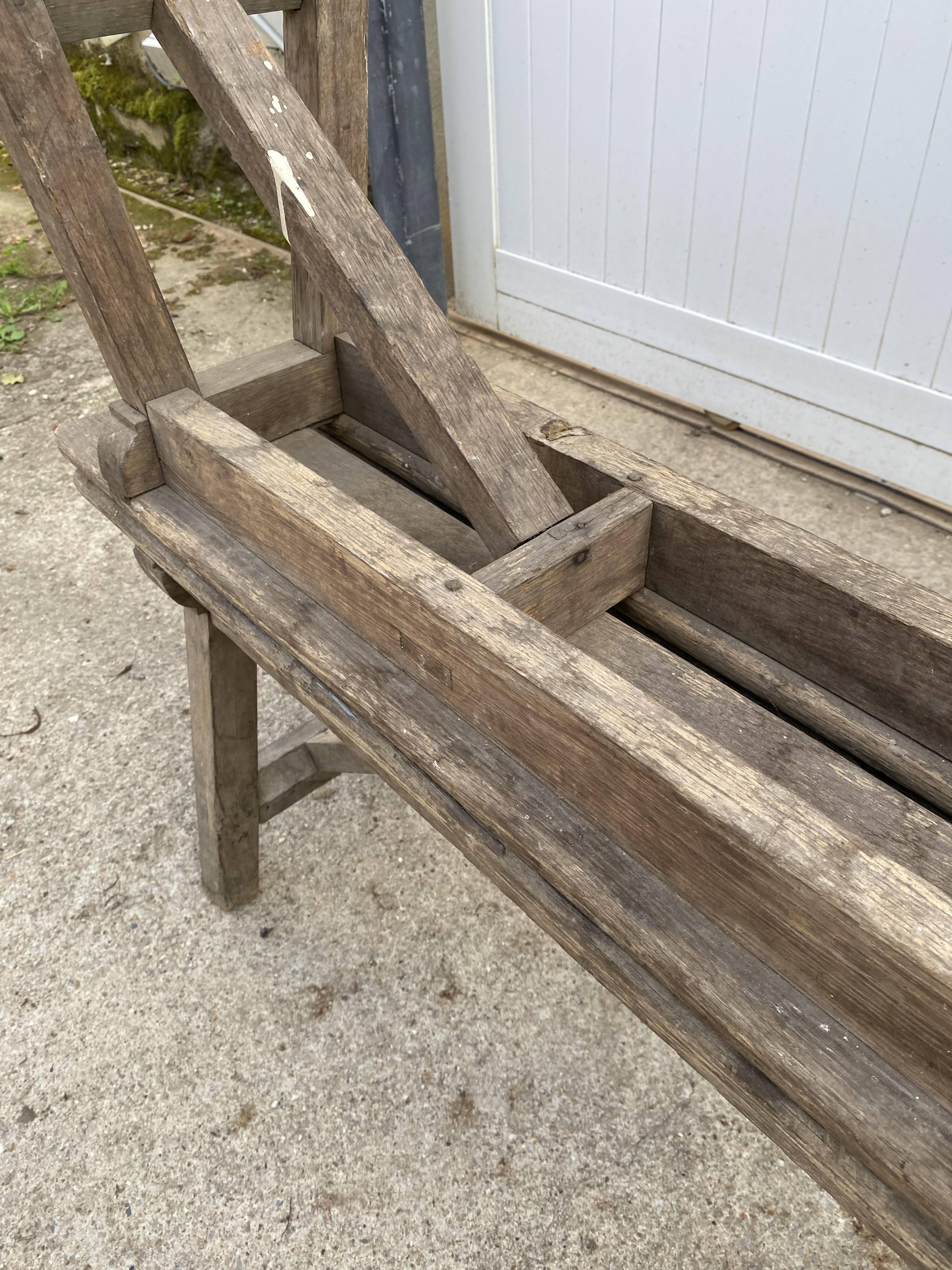 Pair of 2m solid oak wood farm benches for rustic farm table 1900