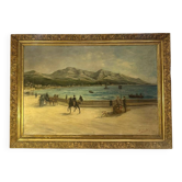 Oil on canvas view of Prado beach in Marseille, signed and dated 1895.