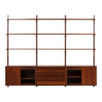 Poul Cadovius 3 bay rosewood wall unit for Cado, 1960s