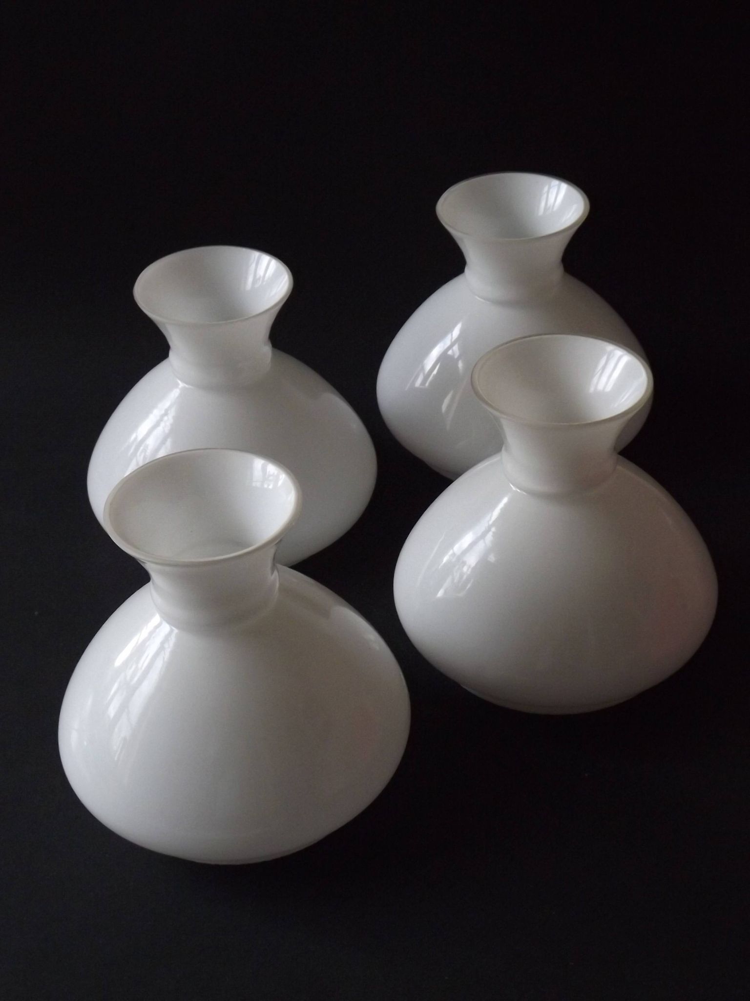 Set of 4 French Vintage White Opaline Glass Replacement Shade