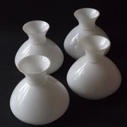 Set of 4 French Vintage White Opaline Glass Replacement Shade