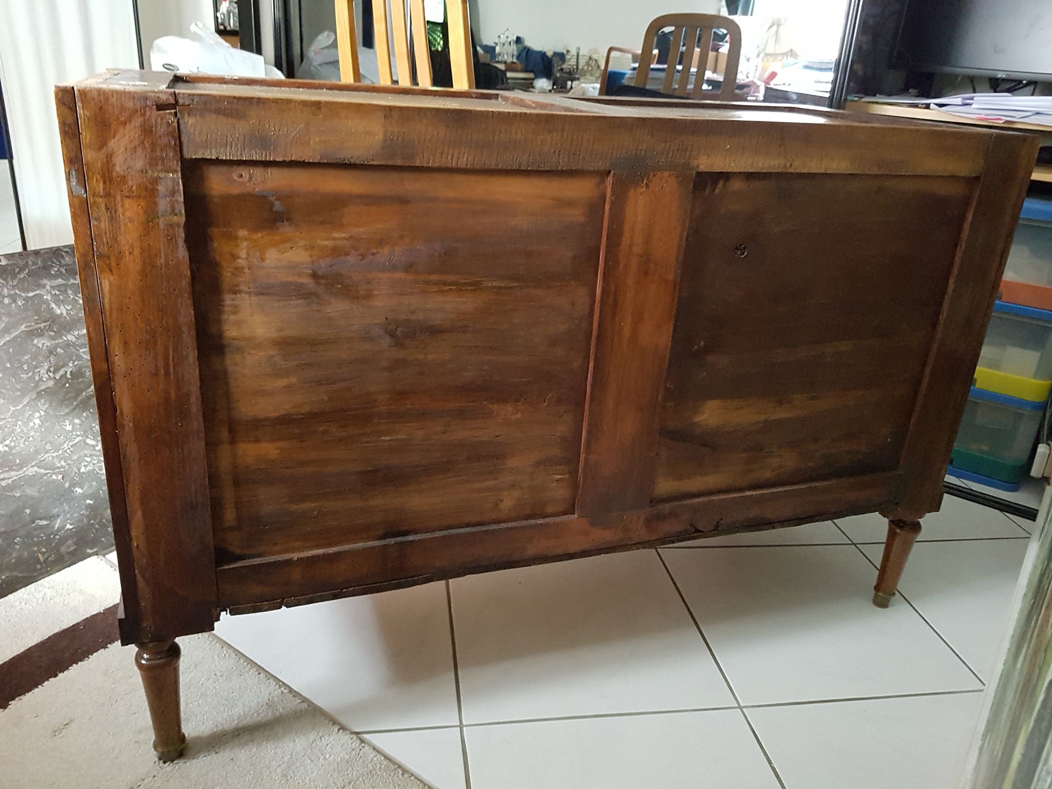Commode louis XVI acajou plateau marbre