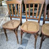 Series of 4 caned bistro chairs circa 1900
