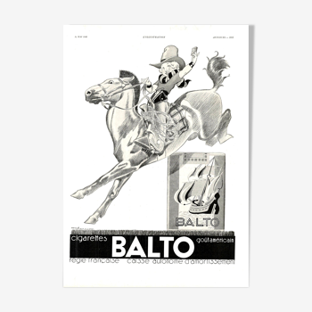 Affiche vintage années 30 Cigarettes Balto