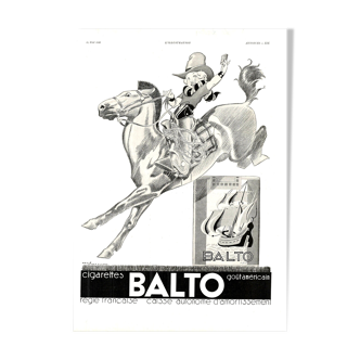 Affiche vintage années 30 Cigarettes Balto