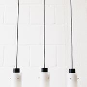Three-arm pendant lamp made of opaline glass and metal, cascade lamp, minimalist lighting