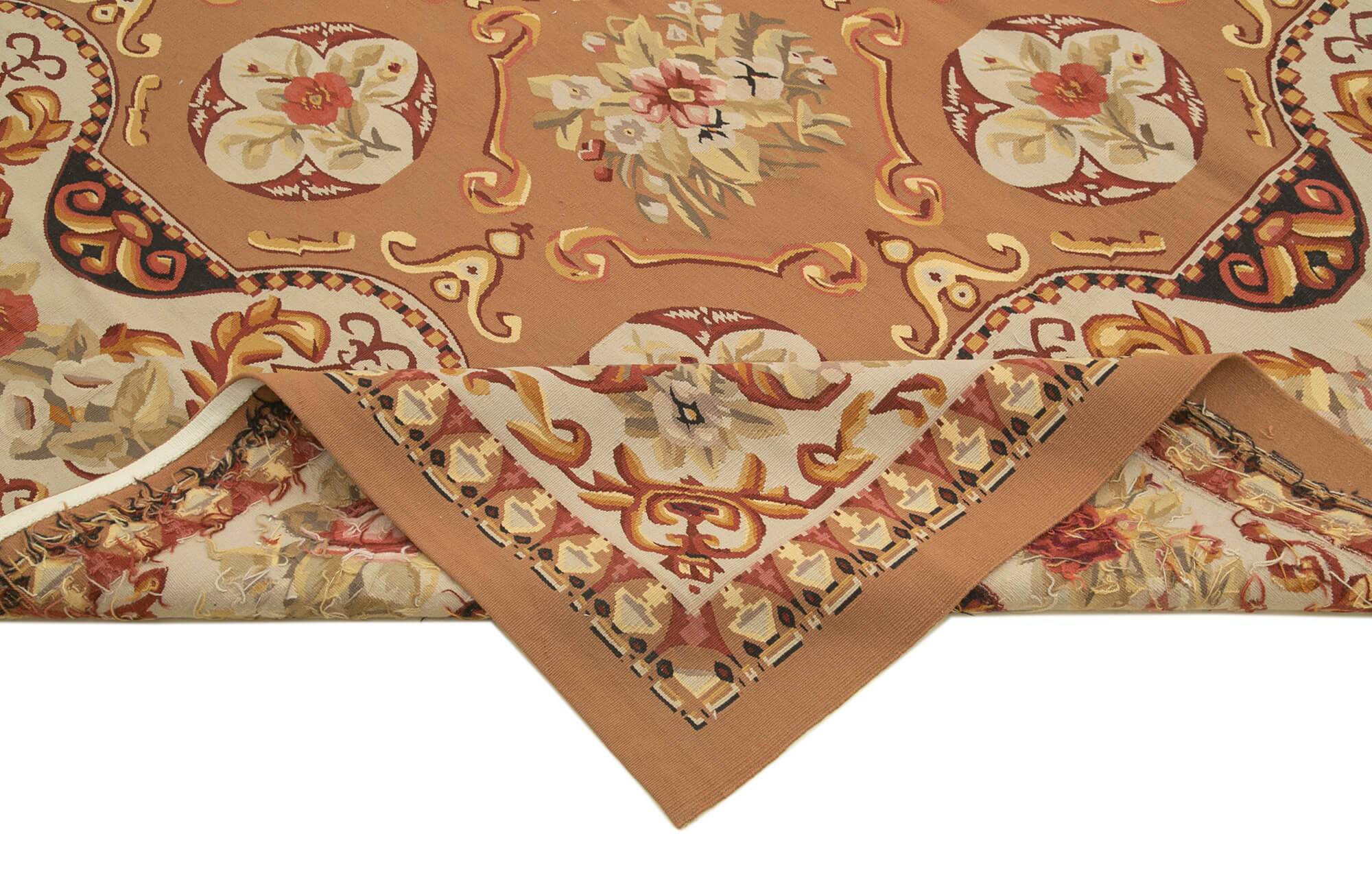 Handmade European Vintage Aubusson Kilim 300 cm x 430 cm