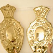 Pair of large baroque style mid-century Swedish brass sconces