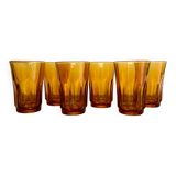 6 verres ambrés vintage
