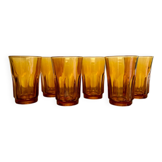 6 verres ambrés vintage